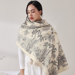 New faux cashmere scarf for women, Japanese and Korean sweet winter scarf. Cross-border wholesale of women's warm woven mid-length scarves.