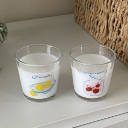 INS retro hand-painted fruit shot glass, niche refreshing glass, heat-resistant espresso cup for couples.