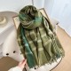 Autumn and winter double-sided colorblock plaid tassel scarves, simple and versatile, warm, men and women couples scarves, birthday gifts.