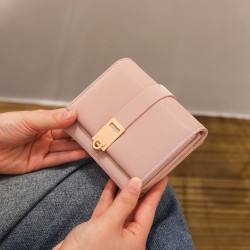 New Lovebu Japanese-Korean style solid-color zippered foldable multifunctional wallet, student coin purse, in stock for wholesale.