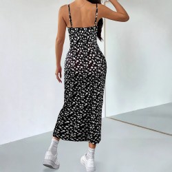 New Summer and Autumn 2025 Niche Elegant Slim Fit Long Skirt: French Hottie Retro Floral Slipper Dress