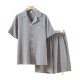 Fresh and elegant women's pajamas, pure cotton double-layer gauze, cute round-neck, loose long-sleeved dress, loose home clothes set