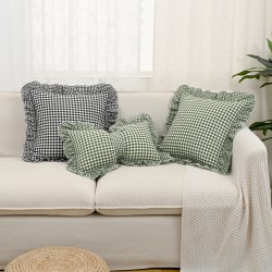 French plaid ruffled pillows, ins style, fresh modern square pillows, lumbar pillows, and sofa and bedroom backrests