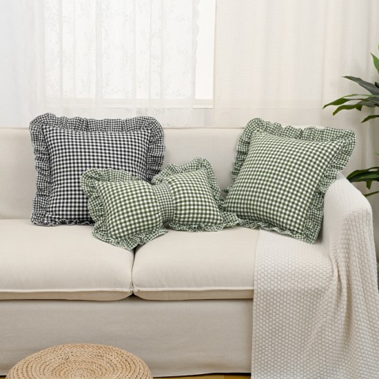 French plaid ruffled pillows, ins style, fresh modern square pillows, lumbar pillows, and sofa and bedroom backrests French plaid ruffled pillows, ins style, fresh modern square pillows, lumbar pillows, and sofa and bedroom backrests