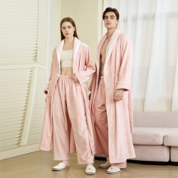320g thickened, extra-long, comfortable cotton fleece nightgown for men and women, European sizes, simple, plush, plush bathrobe.