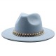 2021 Autumn/Winter British-style woolen jazz hat for men and women, European and American wide-brimmed hat, fashionable wide-brimmed felt hat