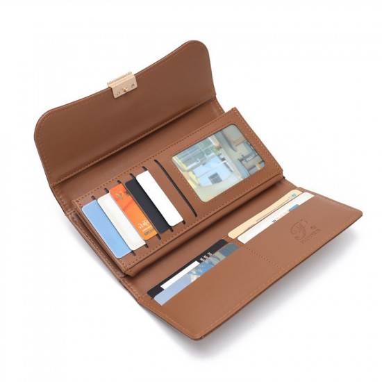 PRETTYZYS New Korean-Style Simple Solid Color Fashionable and Upscale, Versatile, Large Capacity Long Wallet