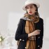 New autumn and winter warm shawls for women, Japanese and Korean sweet faux cashmere scarves, mid-length plaid scarves for wholesale.