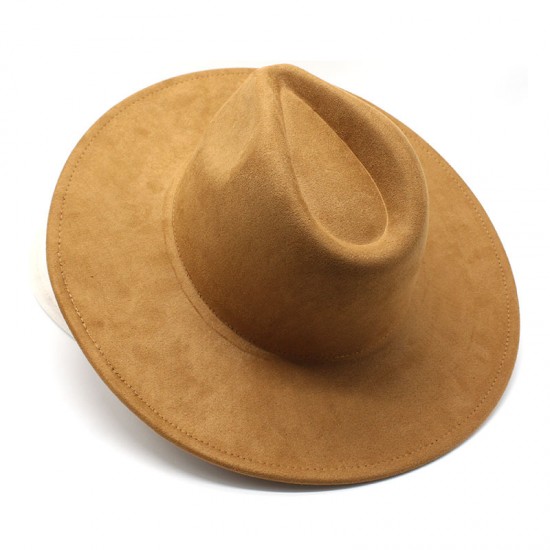 New European and American 9.5cm wide-brim suede topper, stylish and simple topper, heart-shaped wide-brim jazz hat