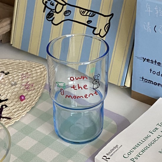 Niche and simple Instagram cartoon koala penguin glass, heat-resistant juice cup, coffee cup, 280ml couple sized.