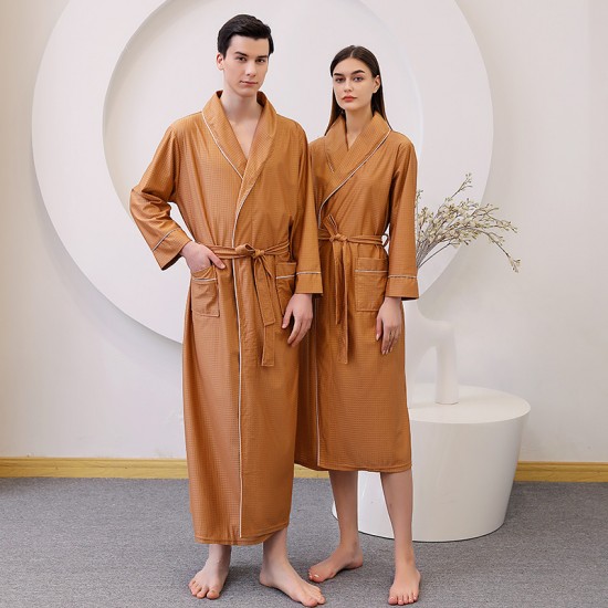 Summer thin satin bathrobe absorbent quick-drying couple's robe, extra long and plus-size for men, spring and autumn