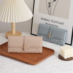 Hot cross-border women's wallet, long, Korean style, PU printed zipper clutch, sweet, ladylike wallet, in stock.