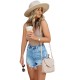 Factory Direct 2025 European New US Spring/Summer Cross-Border Ripped Casual Denim Shorts, High-Waisted, Slimming, Ready-To-Wear Wholesale