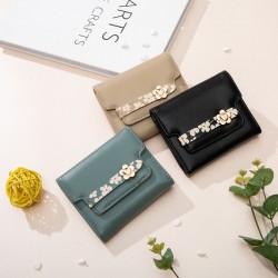 Pretty's 2023 women's wallet, Japanese and Korean-style large-capacity, fashionable and simple floral short wallet, student wallet