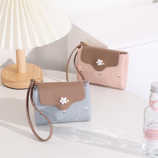 Women's Short Wallet, New Printed Small Fresh Mini Wristlet Multifunctional Card Holder, Student Coin Purse and Coin Purse Wholesale
