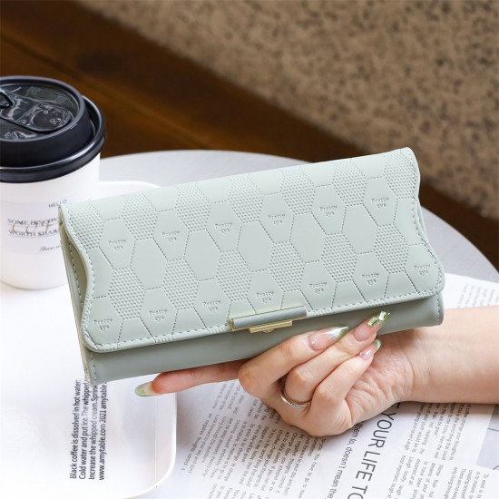 Lianbu new leather goods wallet, long, PU, ​​printed, tri-fold, multi-card slot, multi-functional, large-capacity clutch.
