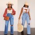 2025 Amazon cross-border new ripped jeans for women, washed wide-leg straight-leg trousers in stock.