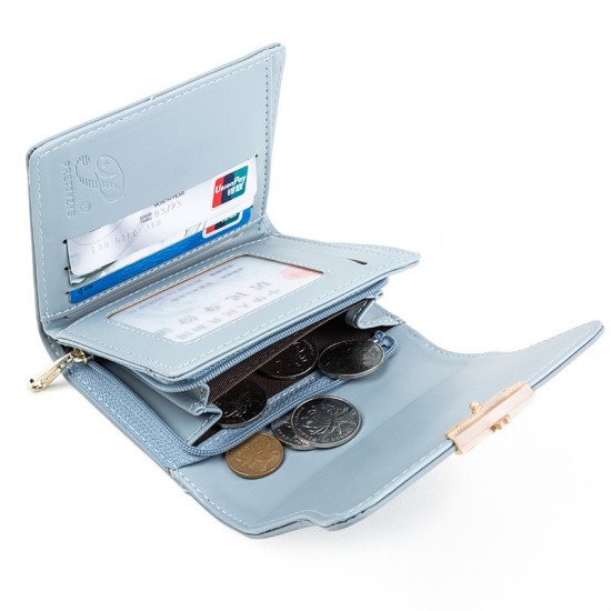 Factory Wholesale Short Wallet for Women, Korean Style, Fashionable and Simple, Small Fresh Tri-Fold Zippered Buckle Wallet and Coin Purse