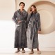 Thick, warm flannel couple's bathrobe for women, long, winter coral fleece bathrobe for men, plus size (200 catties).