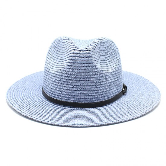 Colorful, 20-color summer foldable wide-brim straw hat for men and women, beach-style British Panama sun hat.