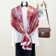 Cross-border Individually Designed Feather Print Cotton and Linen Long Scarf, Retro, Artistic, Elegant, High-value Scarf for Women