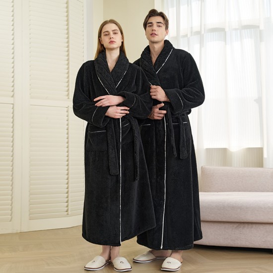 Women's nightdresses, thickened and long coral fleece pajamas for autumn and winter, women's winter flannel bathrobes, spring and autumn coral.