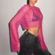 Mesh eyelet knitted top with outer layer, cross-border European and American fashion, fishnet see-through, sexy women's clothing