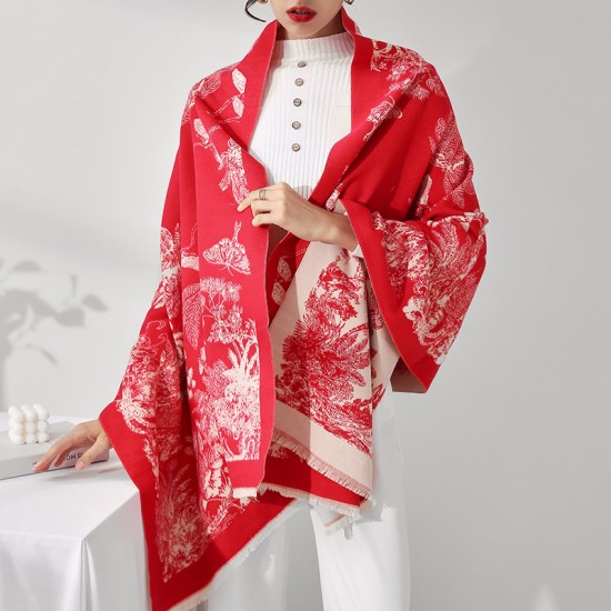 New faux cashmere scarf for women, Japanese and Korean sweet winter scarf. Cross-border wholesale of women's warm woven mid-length scarves.