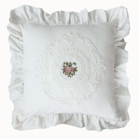 French lace pillow, all-cotton white ins square lumbar pillow, American sofa bedroom backrest cushion French lace pillow, all-cotton white ins square lumbar pillow, American sofa bedroom backrest cushion