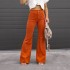 Factory Direct Cross-Border European and American 2025 Spring and Autumn Women's Solid Color Mid-Rise Slim Flared Corduroy Casual Pants