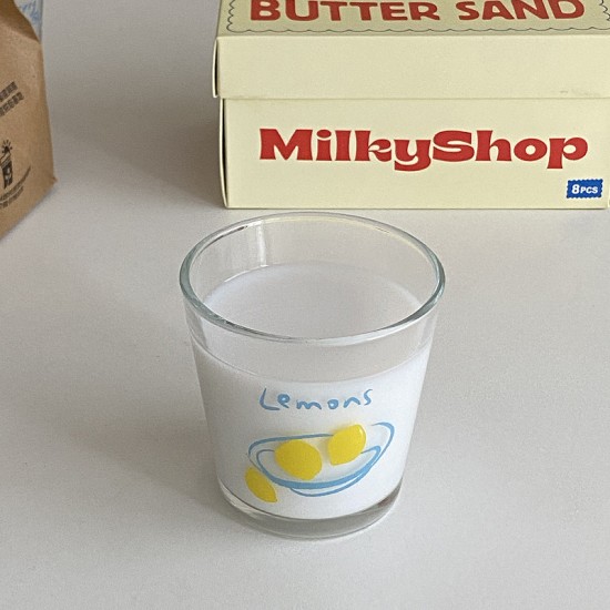 INS retro hand-painted fruit shot glass, niche refreshing glass, heat-resistant espresso cup for couples.