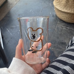 Homemade retro and fresh Instagram glass Green striped irregular water and milk cup, niche and simple.