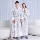 Autumn and winter new silver-gray double-layer thickened jacquard cotton velvet nightgown for men, long plus-length velvet bathrobe for women