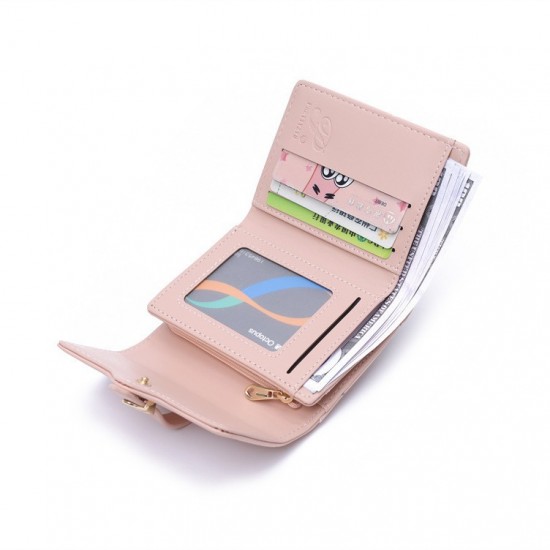 New Lovebu women's wallet, short, small, clear. New printed folding zipper and clasp multifunctional card and coin purse