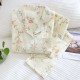 2025 spring new pure cotton gauze pajamas, women's loungewear set, long-sleeved, thin crepe, summer cotton