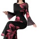 Cross-border elegant, stylish, long dress, slim-fitting, retro-printed, slightly flared, long-sleeved, mesh dress for women. Cross-border elegant, stylish, long dress, slim-fitting, retro-printed, slightly flared, long-sleeved, mesh dress for women.