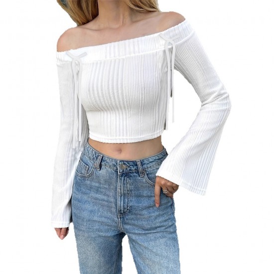 Slim-fitting, draped, long-sleeved, solid-color top and shirt