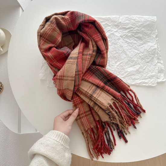 A new winter women's scarf with a wave pattern and tassels, a high-end, versatile and warm scarf.