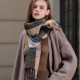 2025 new women's autumn and winter scarves, Korean-style versatile pleated plaid student scarves, men's faux cashmere warm shawls
