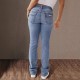 Amazon Foreign Trade Cross-border 2025 Spring New Double-Button Mid-Rise Straight Jeans for Women, Slim Fit, Elegant Pants