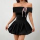 Retro Plaid Waisted Tank Dress, New European and American Elegant V-Neck Bow Design Sleeveless A-Line Skirt