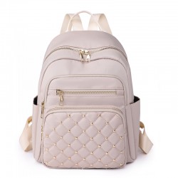 Solid color diamond-patterned rivet-stitched fashionable women's backpack, 2025 high-quality Korean-style large-capacity simple women's backpack