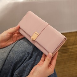PRETTYZYS New Long Wallet for Women, Japanese and Korean Style Frosted Buckle and Folding Long Clutch and Card Holder