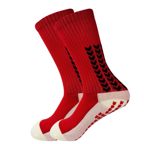 Wholesale adhesive-coated adult non-slip sports socks, thickened towel-soled soccer socks, cross-border sports socks.