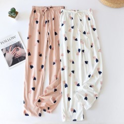 New women's cotton air-layer pajama pants, tapered, warm, thickened, home wear. Loose casual trousers