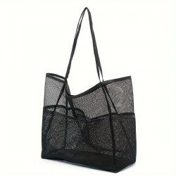 Amazon mesh single-shoulder tote bag, men's and women's beach bag, toiletry and swimwear storage bag