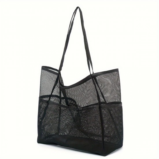 Amazon mesh single-shoulder tote bag, men's and women's beach bag, toiletry and swimwear storage bag