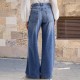 20 25 Spring New European and American Cross-Border Retro Wide-Leg Jeans for Women, Embroidered Stretch Straight-Leg Casual Pants