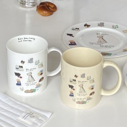 Korean Instagram cartoon koala bear glass, heat-resistant simple milk cup, niche creative gift.