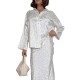 New women's suit, high-end, elegant, slim-fitting, satin long-sleeved lapel shirt, fishtail maxi skirt, two-piece set.